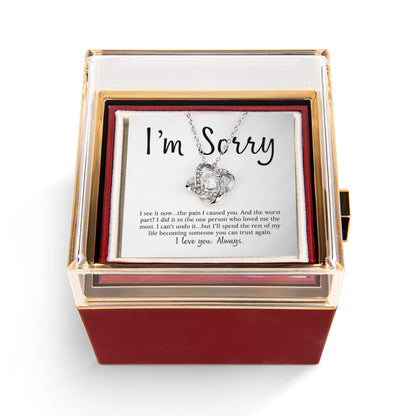 Apology Gift For Her - Love Knot with Rotating Rose Gift Box