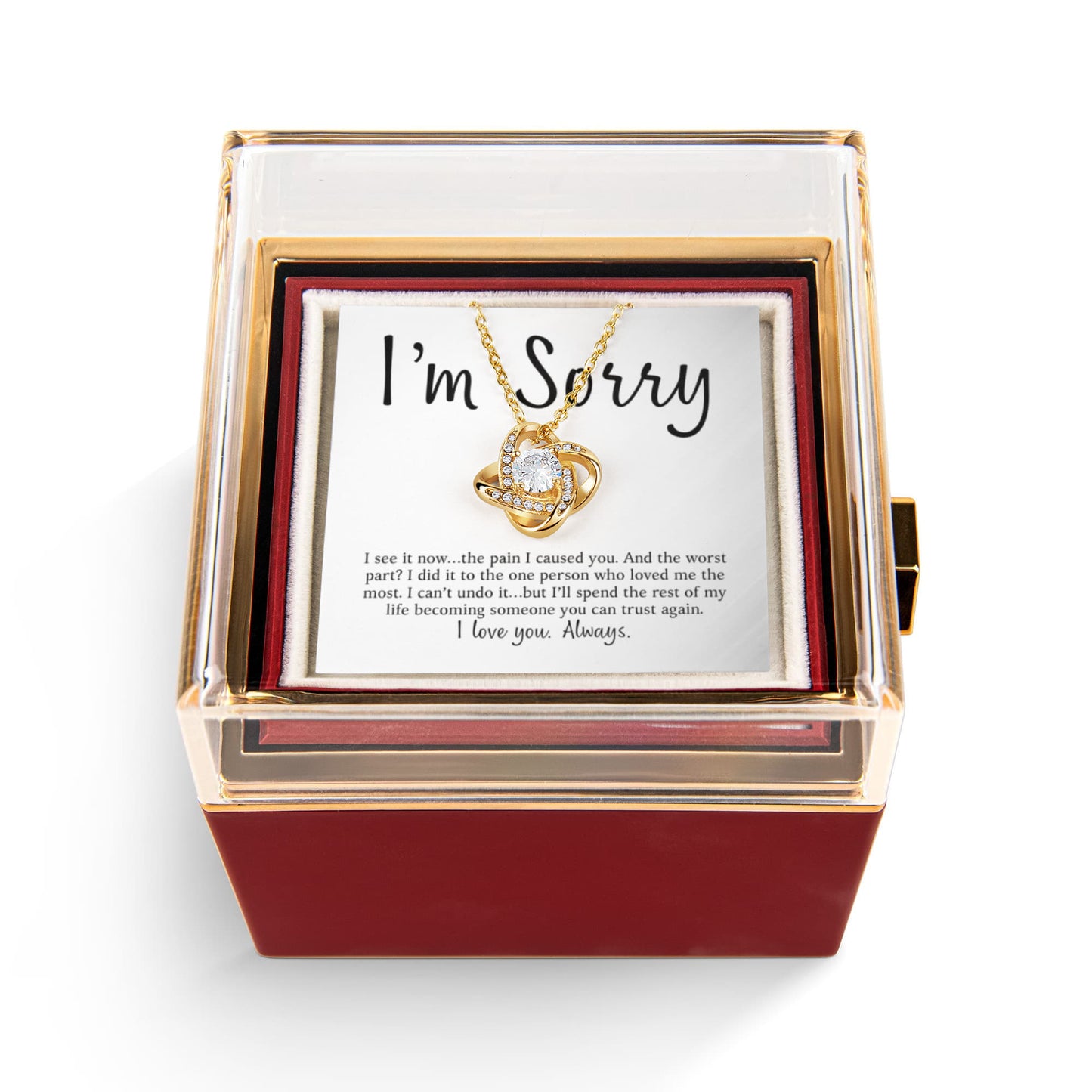 Apology Gift For Her - Love Knot with Rotating Rose Gift Box