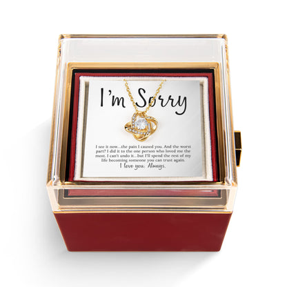 Apology Gift For Her - Love Knot with Rotating Rose Gift Box