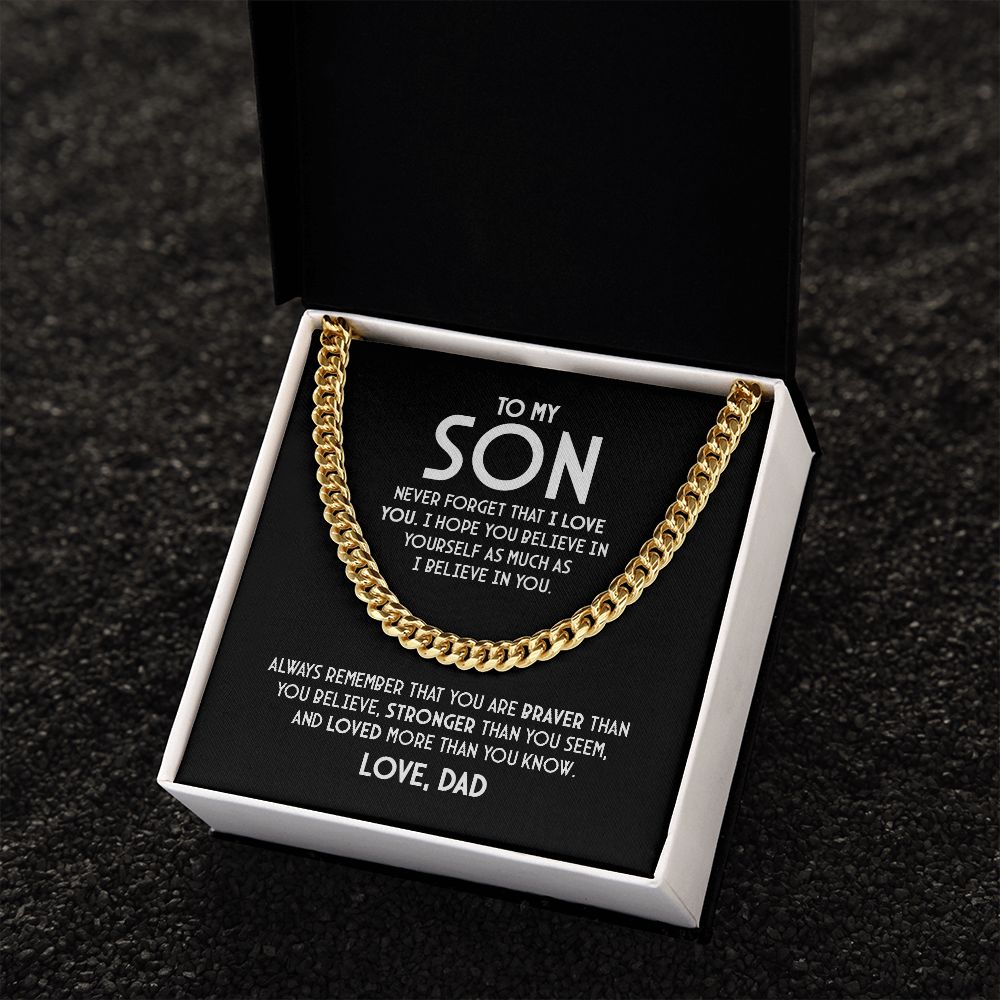 An meinen Sohn – Vergiss nie, dass ich dich liebe – Kubanische Gliederketten-Halskette