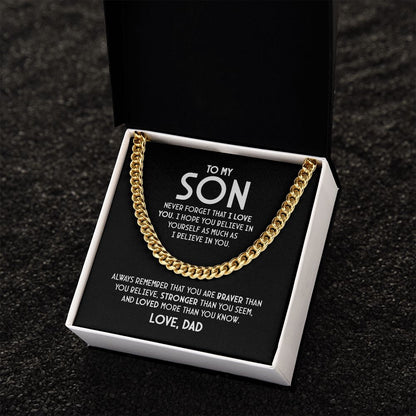 An meinen Sohn – Vergiss nie, dass ich dich liebe – Kubanische Gliederketten-Halskette