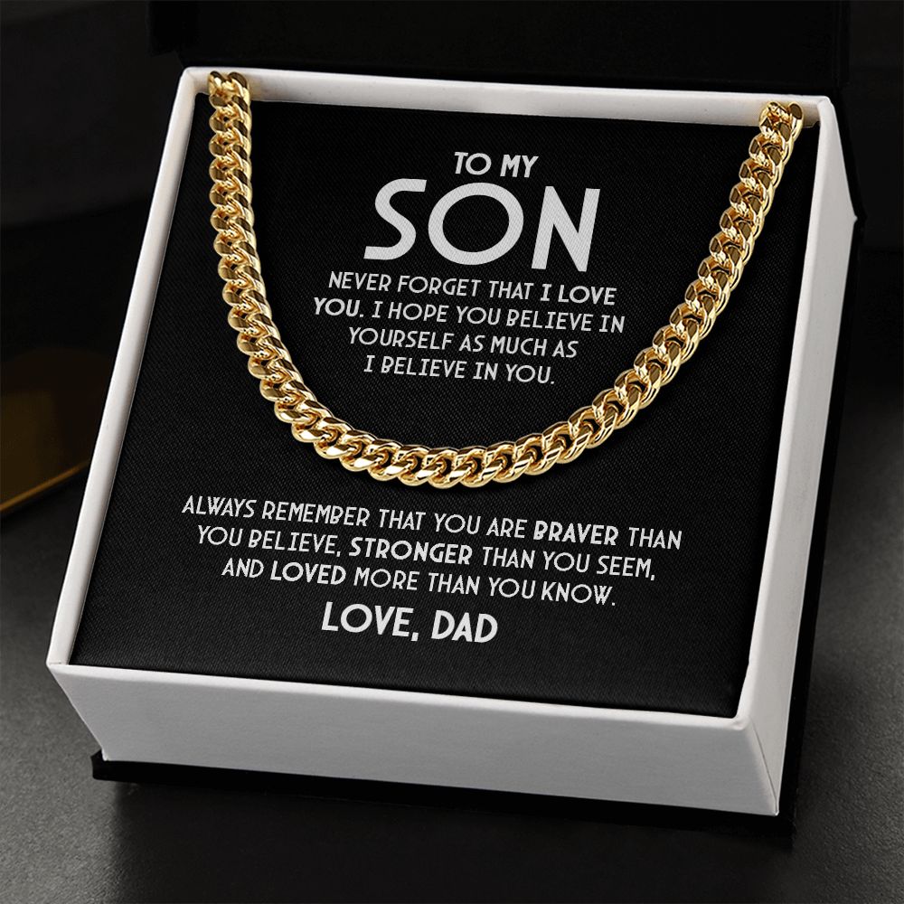 An meinen Sohn – Vergiss nie, dass ich dich liebe – Kubanische Gliederketten-Halskette