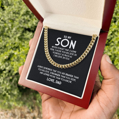 An meinen Sohn – Vergiss nie, dass ich dich liebe – Kubanische Gliederketten-Halskette