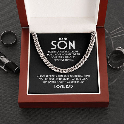 An meinen Sohn – Vergiss nie, dass ich dich liebe – Kubanische Gliederketten-Halskette