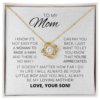 An meine Mama – Du bist unersetzlich – Liebe Knoten Halskette